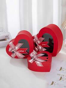 4pcs Heart-Shaped Bow Window Gift Box, Transparent PVC Soap Flower Box, Heart-Shaped Gift Box With Cover, Ribbon And Transparent Box, Suitable For Father's Day, Mother's Day, Christmas, Valentine's Day, Birthday, Couples, Etc. - Multicolor - View 8