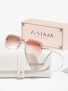 1 Pair Women's Metal Frame Rectangular Fashion Glasses, Street Style, Versatile And Elegant, Suitable For Casual Outings, Afternoon Tea, Blogger Street Photography - Gold - View 14