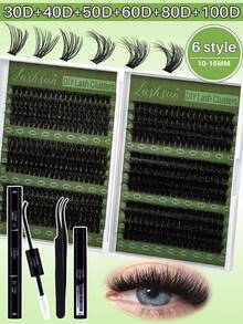 Lashsun 540pcs D Curl 4 Styles 10-18mm/14-22mm Mixed Length Fluffy Volume Cluster Lashes Kit Soft And Comfortable False Eyelashes Long-Lasting Lashes Kit With Lash Bond&Seal Lash Remover And Tweezers Eyelash At Home For Daily Life&Dates And Party - màu đen - Xem 9