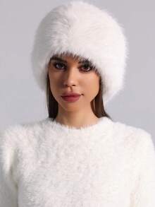 1pc Fluffy Stretchy Headband, Women's Winter Warm Ear Muffs, Luxurious Faux Fur Hollow Hat, Winter Headwear For Women - Hat - View 4