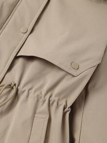 Risissida Women's Fall/Winter Bib Coat Detachable Fur Collar, Padded Jacket, Zipper/Button Closure, Pockets - Beige - View 6