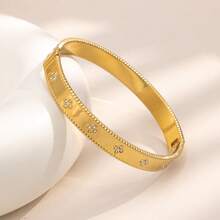 Fashionable Sparkling Four-Leaf Clover Bracelet, Stainless Steel Zirconia Decorated Women's Bracelet, Suitable For Daily Wear And Gatherings, Excellent Jewelry Gift For Holidays - B323 - View 10