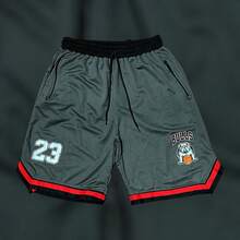 Summer Loose Pocket Drawstring Knot Sports Daily - Màu xám đen - Xem 4