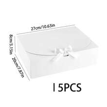 3/5/15PCs Gift Boxes With Lids, White Black 10.6X8X3.2 Inch Gift Boxes, Bridesmaid Proposal Box With Ribbon, Kraft Paper Boxes For Wedding, Packaging, Present, Birthday, Christmas, Party - White - View 10