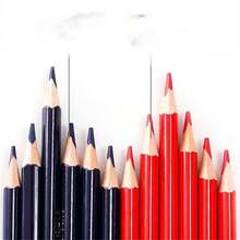12pcs Double-Ended Red & Blue Triangle Colored Pencils For Architecture Drawing, Sketching, And Writing - Multicolor - View 3