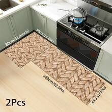 1 buc. Model floral 2D, covoraș de podea cu design plat din frânghie de in fals, pernă de protecție pentru podea de bucătărie, covoraș confortabil pentru picioare, covor pentru sufragerie, dormitor, baie, spălătorie, birou, decor pentru casă și interior