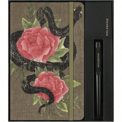 Limited Edition Year Of The Snake 2025 Collector's Box Notebook + Black Kaweco Ballpen Hard Cover Large 5" X 8.25" Roses 176 Pages