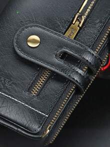 1Pc Men's Short Multi-Card Slot Tri-Fold Wallet - , Stylish, High-Tech Wear-Resistant Retro Small Wallet - Multicolor - View 6