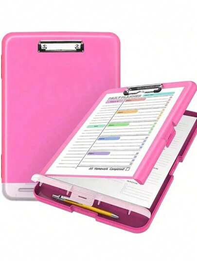 1pc Large Capacity Multifunctional File Folder With Notepad - A4 Paper File Folder, Side-Opening Design, Desktop Storage Organizer, Portable Office Supply Storage Container, Suitable For Office Supplies, School Supplies, Office Organization