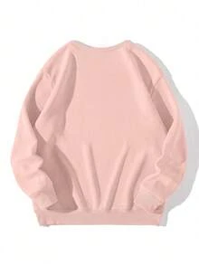 Plus Size Cartoon Print Sweatshirt, Comfortable Loose Fit, Autumn/Winter Casual - Baby Pink - View 2