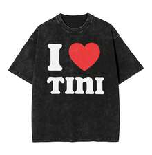 Washed T Shirt I Love TINI STOESSEL Futtura Tour Retro T-Shirts Oversize Singer Streetwear Graphic Printed Tee Shirt Men Women - 黑色 - 查看 1