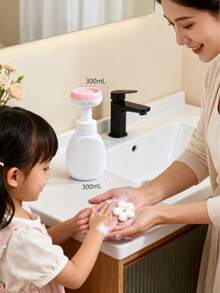 1pc Refillable Foam Spray Plastic Bottle, Reusable Liquid Dispenser Bottle, Reusable Blank Foam Soap Dispenser Container, Flower Shaped Blank Foam Liquid Bottle, Suitable For Bathroom, White - Multicolor - View 3