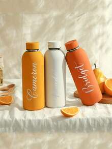 1pc 500ml Customized Stainless Steel Water Bottle With Lid, Metal Cup, Fitness Water Bottle, Straight Coffee Mug, Car Cup, Personalized Insulated Tumbler, Customized Birthday Gift, Groomsman Gift, Father's Gift, Bridesmaid Gift, Mother's Day Gift, Elegant - Multicolor - View 8