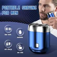 防水电动剃须刀，干湿两用，快速充电，口袋大小，磁吸双刀头，男士便携式迷你电动剃须刀，父亲节/情人节礼物 - 彩色 - 查看 2
