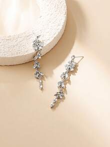 Fleurora 1 Cặp bông tai dạng lá pha lê sang trọng thanh lịch, thích hợp cho các sự kiện trang trọng, tiệc tùng, đám cưới - Bạc - Xem 6