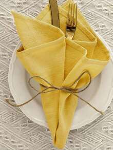 2/6/12pcs Modern Minimalist Style Party & Wedding Event Home Dining Table Decoration Solid Color Napkins, Coasters & Tablecloth - Multicolor - View 8