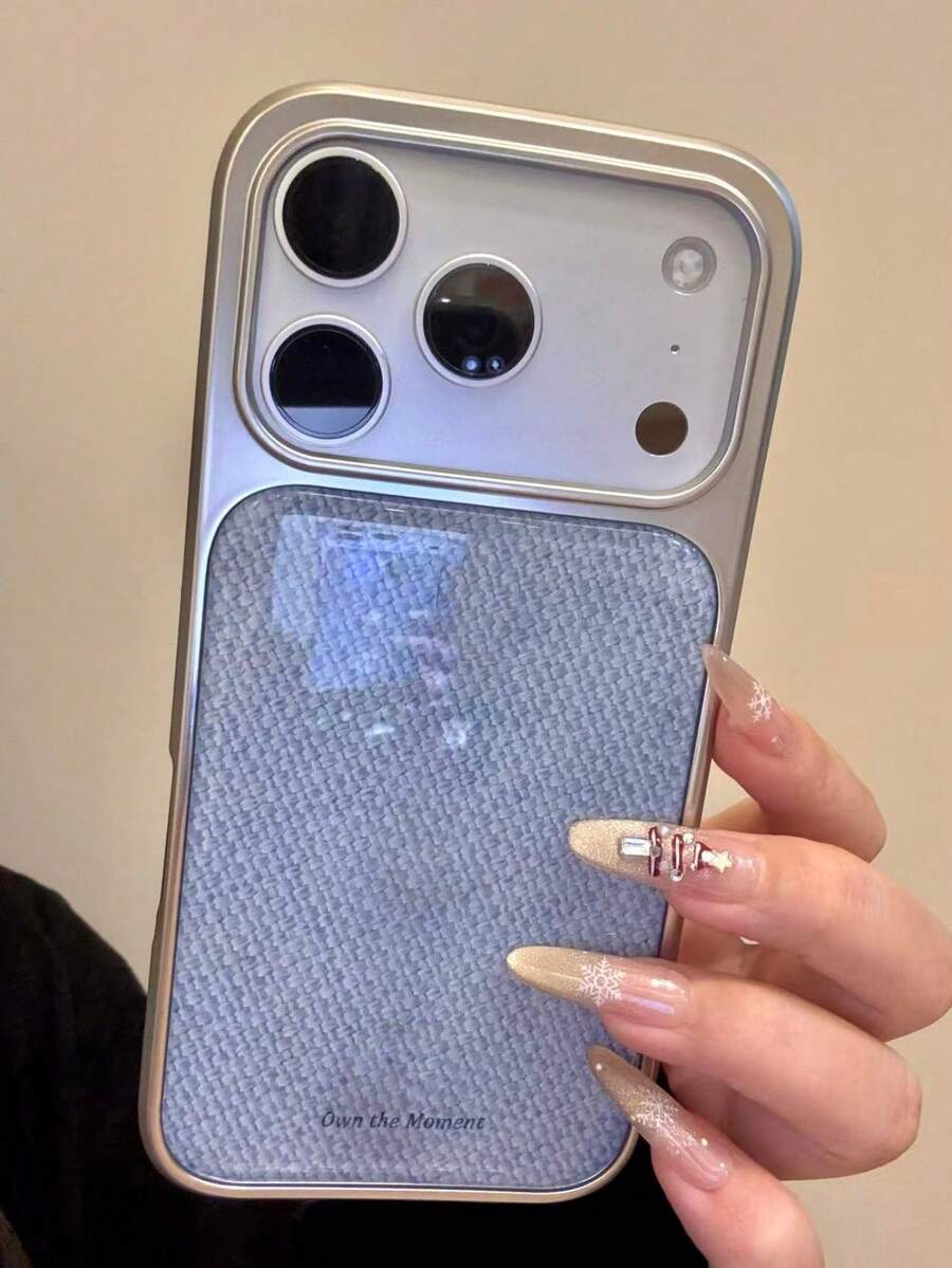 Cute Simple Knitted Pattern Silvery Epoxy Phone Case Compatible With IPhone 17 ProMax 17Pro 17 Air 17 16 15 14 13 Pro Max Plus Fashion Jersey Soft Protective Back Cover For Girl Gift - Blue Knit - View 1