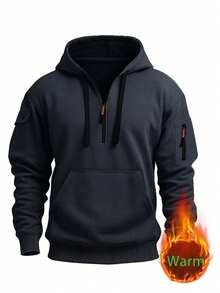 Áo sweatshirt nam dáng casual cổ kéo khóa, thiết kế tối giản thể thao và thời trang, thích hợp cho hoạt động ngoài trời. - Màu xám đen - Xem 2