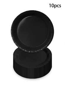 100 piezas de platos de papel negro, 50 piezas de 9 pulgadas y 50 piezas de 7 pulgadas de platos desechables de postre de Halloween, adecuados para el Día de San Valentín, el té de la tarde, la fiesta del bebé, el cumpleaños y otras ocasiones. - Multicolor - Ver 10