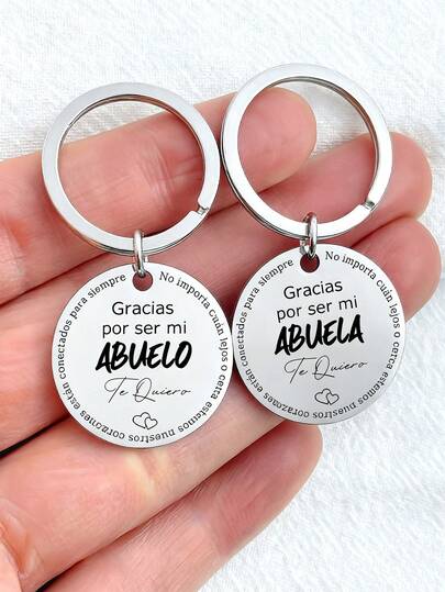 1 pieza Llavero/colgante de acero inoxidable con grabado láser permanente en español para abuelos/padres, regalo para el cumpleaños, Navidad, Día del Padre o Día de la Madre de la abuela o el abuelo