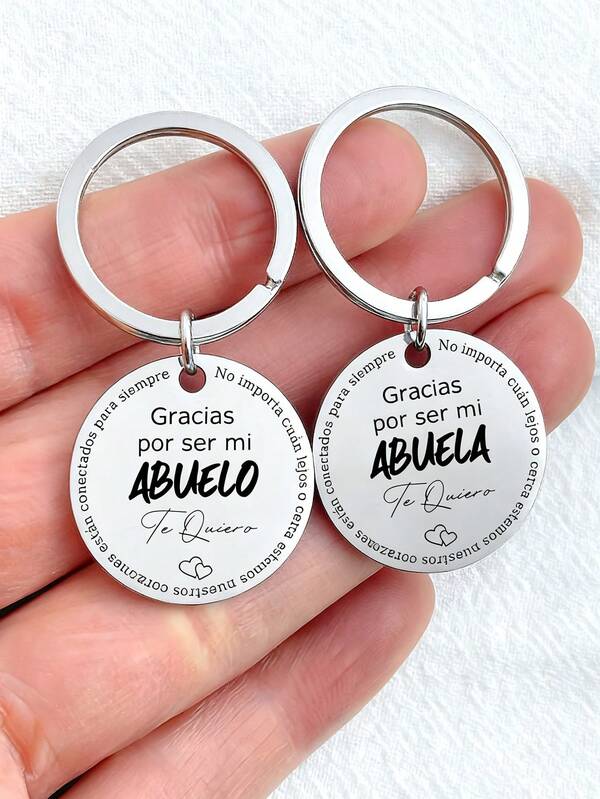 1 pieza Llavero/colgante de acero inoxidable con grabado láser permanente en español para abuelos/padres, regalo para el cumpleaños, Navidad, Día del Padre o Día de la Madre de la abuela o el abuelo