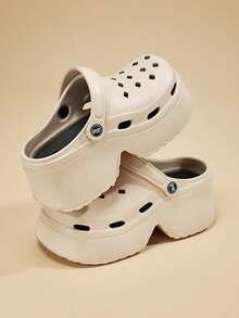 女士厚底凉鞋，2025新款夏季厚底洞洞鞋，防滑透气沙滩鞋，增高EVA拖鞋