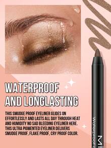 Waterproof Colored Eyeliner Pencil, Long-Lasting, Smooth & Creamy Texture, Available In Matte, Pearl, Glitter Finishes, Easy To Create Bold & Precise Lines, Can Be Sharpened, Smudge-Proof, Waterproof, Sweat-Proof, High Color Payoff - 102 Brown Shimmer - View 7
