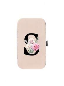 Set de 7 unghii cu design floral și inițial roz, litere negre de la A la Z, cutie organizatoare portabilă inclusă, cutie de depozitare pentru îngrijirea unghiilor de mare capacitate, cu unelte din oțel inoxidabil, set de unghii ultra ascuțite și anti-stropire, cutie de tăiere cu design clasic, utilizată pentru articole esențiale de înfrumusețare mobile, călătorii, ieșiri, școală rezidențială și articole esențiale pentru casă. - Multicolor - Vizualizare 18