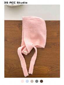 High Quality Knitted Balaclava Hat, Women's Solid Color Knitted Ski, Warm Ear Flap Hat With Toggle Buttons And Long Scarf Ties, Autumn/Winter - Nhiều màu - Xem 8