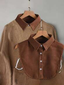 Minimalist Denim Pointed Collar Shirt Styling Detachable Round Collar, Versatile Accessory Suitable For Autumn/Winter Clothing