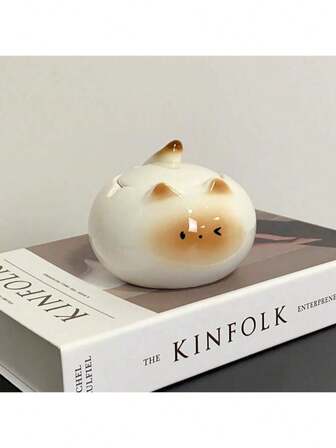 Mollen原创暹罗猫烟灰缸，陶瓷装饰配件，带盖，适用于客厅/办公桌，可爱艺术品