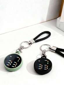 Mini Keychain Digital Watch, LED Display Portable Keyring Clock, Compact Keychain Watch, Multi-Color Options, Suitable For Teenagers And Students, Great For Year-End , Singles' Day, Birthday Gift - Black - View 2