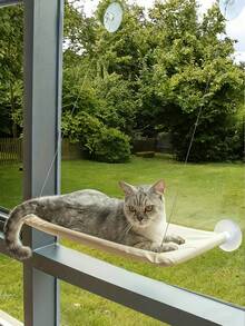 舒适的猫窗台 - 舒适的猫吊床、猫床、猫配件、猫用品，易于安装在窗户上，为您的猫咪朋友提供放松的空间，适合体重不超过 33 磅的猫咪。 - 均碼 - 查看 6