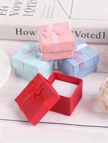 20pcs/10pcs Jewel Boxes With Bow Sealing Design - Elegant Paper Gift Boxes For Rings, Earrings, Pins, Weddings, Birthdays, Bachelor Parties - Stylish Presentation, Jewellery Box, Jewellery Storage(Random Colors, Excludes Rings And Earrings) - Multicolor - View 7