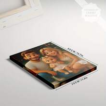 1幅定制皮克斯风格卡通肖像帆布墙画 | 无框帆布海报，个性化照片，适用于家居装饰、情人节、周年纪念日、毕业典礼、婚礼、生日、家庭和宠物主题、室内使用、现代风格、室内墙面装饰 | 营造欢乐氛围 - 彩色 - 查看 20