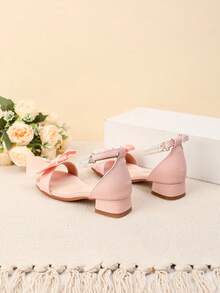 1 par de sandalias de tacón alto con decoración de lazo para chicas de talla grande, cómodas para uso diario y al aire libre, adecuadas para actuaciones de baile, bodas, fiestas, zapatos de princesa - Rosa - Ver 6