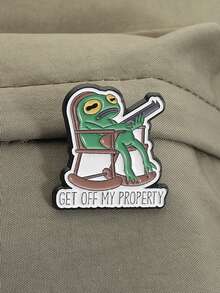 1pc GET OFF MY PROPERTY Enamel Needle Cartoon Frog Brooch Collar Badge Jewelry Gift For Friends - Multicolor - View 8