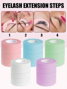 Eyelash Extension Tape – 1/3/6 Rolls Breathable Non-Woven Micropore Silicone Gel Lash Tape For Sensitive Skin, Under-Eye Pads & Lash Isolation – Gentle, Residue-Free Makeup Auxiliary Tape For Eyeshadow, Eyeliner & Precise Eye Makeup Finishing, 9m/Roll. - Multicolor - View 8