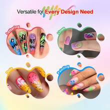 24 Colors Nail Art Pens Set, 3D Nail Polish Marker Pens With Fine Tip & Brush, Quick-Dry Acrylic Paint Pens For DIY Nail Design, Drawing & Detailing, Nail Art Supplies For Home & Salon - Multicolor - View 6