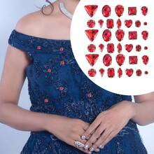 SEWACC 130 Piezas Rhinestones de Vidrio para Coser Decoraciones para Ropa Bolsas y Accesorios Color Rojo Brillante - Rojo - Ver 9