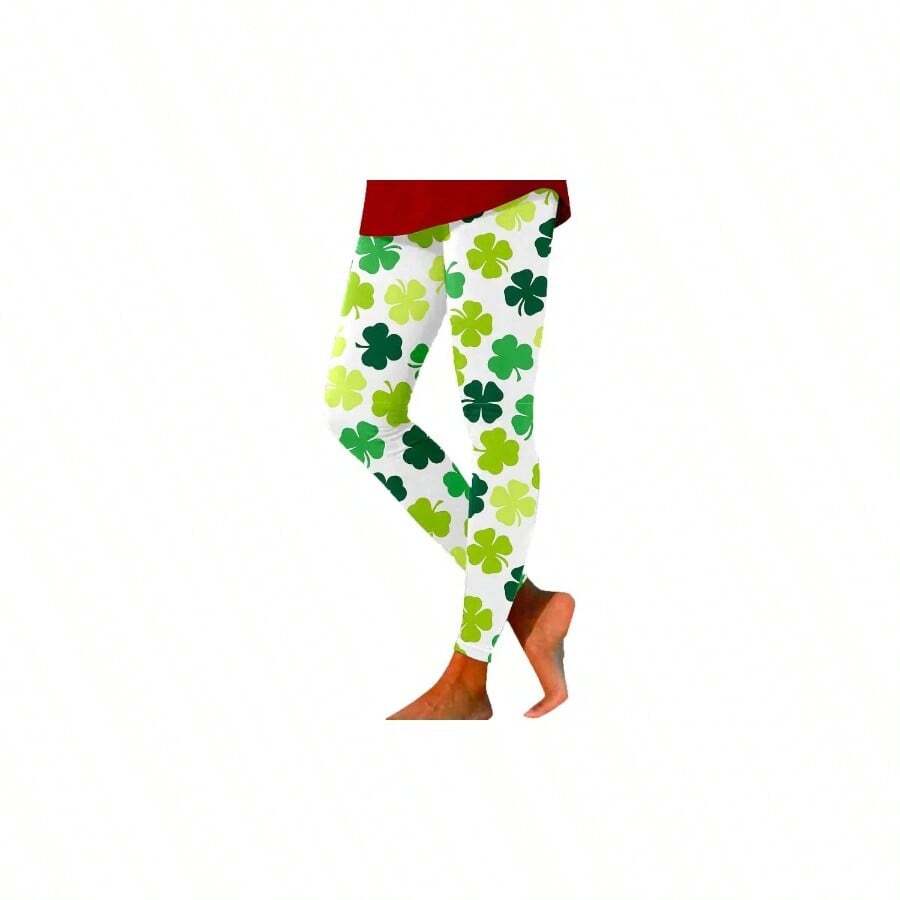 Leggings de moda para mujer, con estampado del da de San Patricio, 2025, casuales, elsticos, de cintura alta, pantalones de yoga para das festivos, Verde - A, XX - Large - inicial - Ver 1