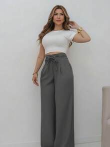 YING ZI Louis Twill II Wide Leg Tailored Dress Pants - 灰色 - 查看 2