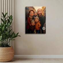 定制卡通风格帆布画 - 将您的照片变成可爱的卡通艺术品,现代家庭肖像礼物,适合母亲节、父亲节、生日 - 卡通照片带边框,制作简单,适合家庭 - 彩色 - 查看 7