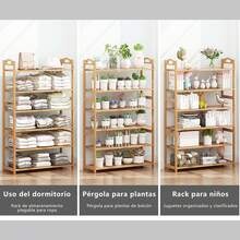 Zapatero de bambú de 6 niveles para clóset, zapatero de pie última intervensión, organizador apilable, zapatero de madera de bambú para entrada y clóset pasillo - Caqui - Ver 5