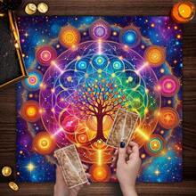 1 st tarotduk sol och måne spådom altarduk livets blomma natthimlen tarotduk astrologi universum gyllene stjärna tarotmatta - Svart - Visa 4