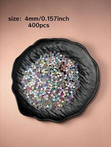 100颗/200颗/400颗猫眼玻璃珠，4毫米/6毫米，多种颜色（蓝、粉、黄、绿），适用于DIY珠宝制作、项链、工艺品和串珠刺绣 - 玻璃材质装饰珠