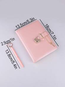 1PC 144-Page Valentine's Day Themed Notebook With Heart Locks, Pink PU Cover Plus A Pink Heart Diamond Ballpoint Pen, Home Diary For Private Entries, Gift For Friends
