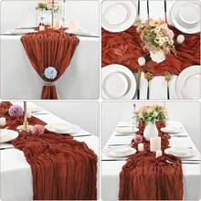 One Table Runner, Made Of Semi-Transparent Fabric, Suitable For Occasions Such As Weddings, Birthdays, And Bridal Showers.