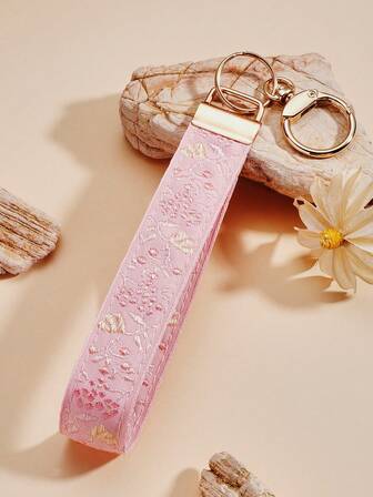 1 件锌合金钥匙扣，钥匙链，包包挂饰，女士礼物，双层丝带钥匙扣，织带钥匙扣，钥匙扣配件，腕带钥匙扣，印花织带钥匙扣，女士汽车钥匙扣，女士包包吊坠钥匙扣，通用钥匙扣，女士时尚钥匙扣（由于拍摄光线角度不同，可能存在轻微色差，请以实物为准。）