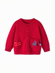 mini bala 儿童开衫联名款，2026秋冬新年新款中国风可爱针织衫